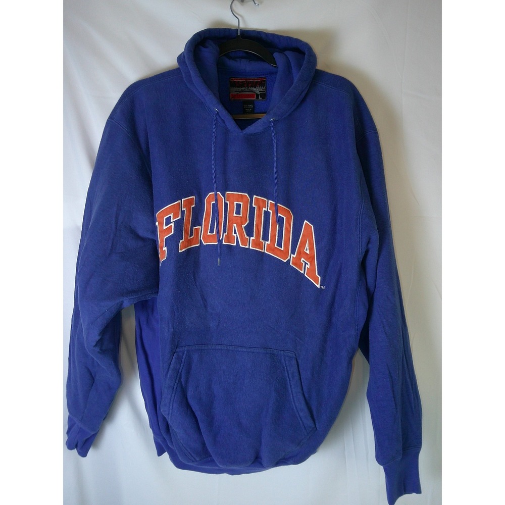 Vintage Spellout Technical Fleece Florida Gators Hoodie Sweatshirt Blue Mens L